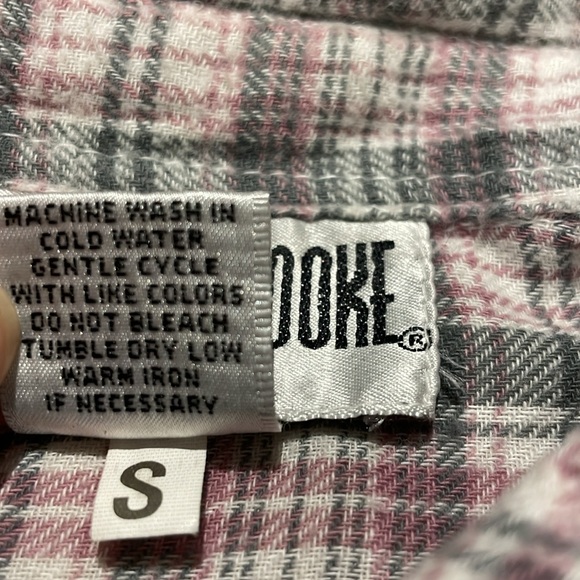 Lauren Brooke 100% Cotton Soft Brushed Pink/Purple/Grey Flannel Button Up Shirt - Picture 11 of 11